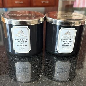 White Barn Mahogany Teakwood Candle - Black and Silver
